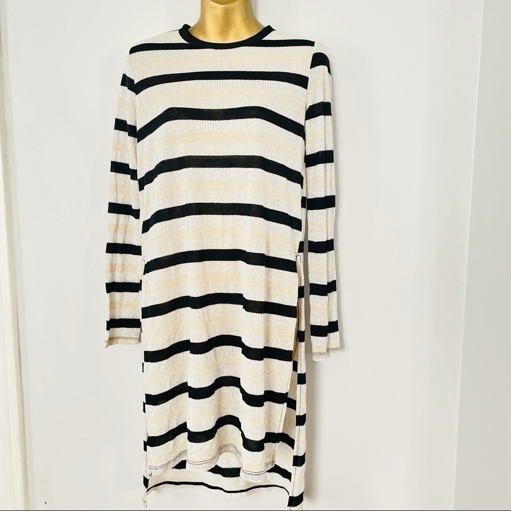 Zara‎ stripe lightweight midi dress side slit euro summer